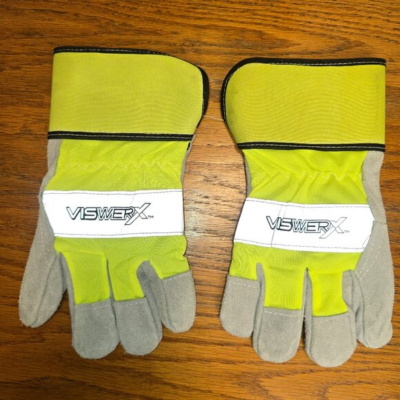 New Hi-Visibility Insulated Leather Palm Work Gloves Size XL Heavy Duty Viswerx - Picture 6 of 6